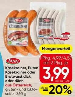 Käsekrainer, Puten oder Bratwurst dick oder dünn