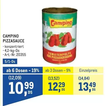 Camping - PIZZASAUCE - konzentriert 4,2-kg-Ds Art.-Nr. 20355