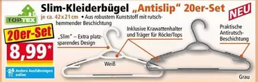 Slim-Kleiderbügel "Antislip" 20er-Set