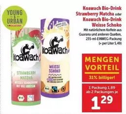 Koawach Bio-Drink Strawberry Matcha oder Koawach Bio-Drink Weisse Schoko