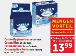 Catsan Hygienestreu 18-Liter-Sack, Catsan Ultra 10-Liter-Sack, Catsan Natural 8-Liter-Sack oder Catsan Active Fresh 8-Liter-Packung
