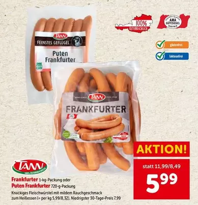 Ama - Frankfurter 1-kg-Packung oder Puten Frankfurter 720-g-Packung
