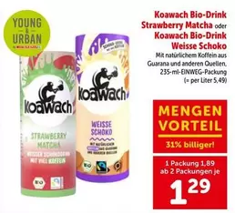 Bio-Drink Strawberry Matcha oder Bio-Drink Weisse Schoko