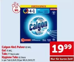 Calgon 4in1 Pulver 83 WG, Gel 75 WG, Hygiene Tabs 77 Stück