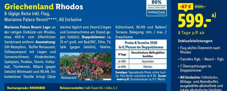 Griechenland Rhodos 8-tägige Reise inkl. Flug