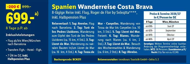 Spanien Wanderreise Costa Brava
