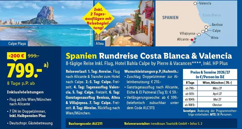 Hp - Spanien Rundreise Costa Blanca & Valencia
