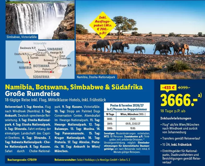 Park - Namibia, Botswana, Simbabwe & Südafrika Große Rundreise