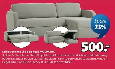 Schlafsofa mit Chaiselongue