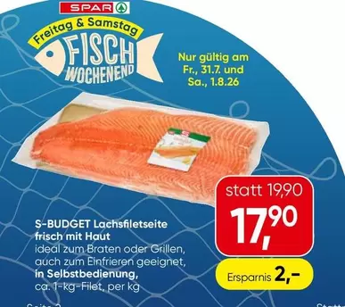 Lachsfiletseite frisch mit Haut