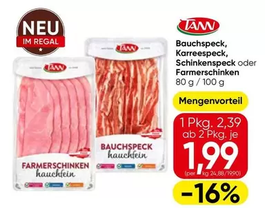 Bauchspeck, Karreespeck, Schinkenspeck oder Farmerschinken