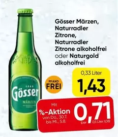 Märzen, Naturradler Zitrone, Naturradler Zitrone alkoholfrei oder Naturgold alkoholfrei