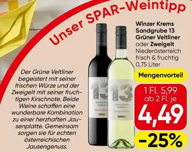 Winzer Krems Sandgrube 13 Grüner Veltliner oder Zweigelt