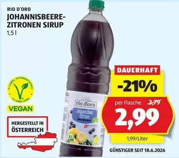 Vegan - JOHANNISBEERE-ZITRONEN SIRUP