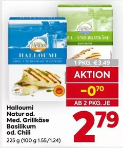 Halloumi Natur od. Med. Grillkäse Basilikum od. Chili