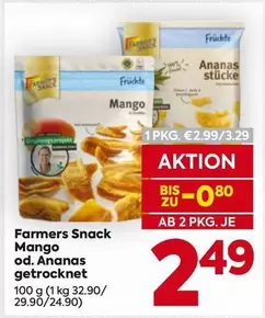 Farmers Snack Mango od. Ananas getrocknet