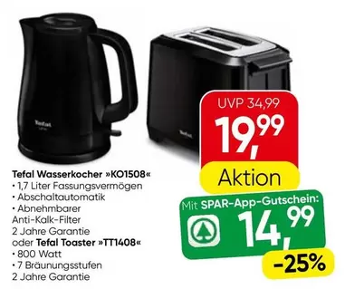 Tefal Wasserkocher KO1508 oder Tefal Toaster TT1408