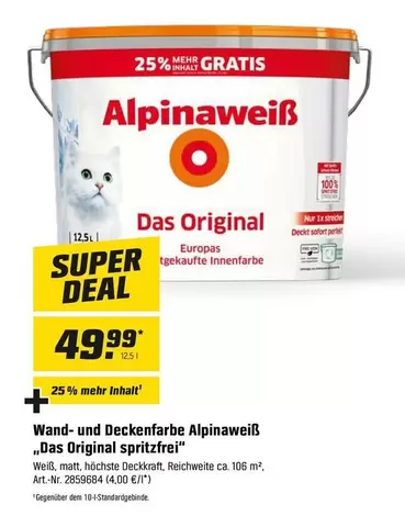 Wand- und Deckenfarbe "Das Original spritzfrei"