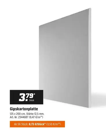 Gipsplattenplatte