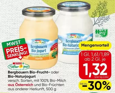 Bergbauern Bio-Frucht- oder Bio-Naturjoghurt