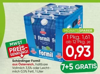 Formil Vollmilch 3,5% oder Leichtmilch 0,5% Fett
