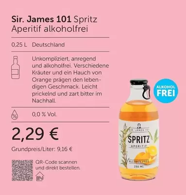 Orange - Sir. James 101 Spritz Aperitif alkoholfrei
