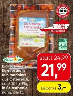 Bio-Schwein-Karreesteaks fein mariniert