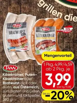 Käsekrainer, Puten-Käsekrainer oder Bratwurst