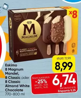 Magnum - 8 Mandel, 8 Classic oder 8 Classic Almond White Chocolate