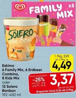 Mix - Eskimo 6 Family , 6 Erdbeer Combo, 8 Kids oder 12 Solero Bonbon