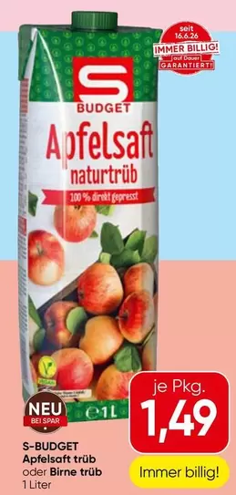 Apfelsaft naturtrüb oder Birne trüb