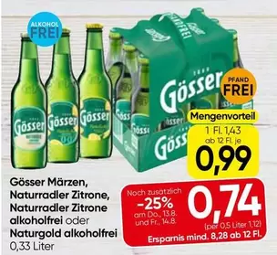Märzen, Naturradler Zitrone, Naturradler Zitrone alkoholfrei oder Naturgold alkoholfrei