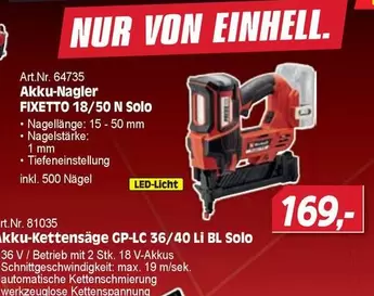 Einhell - Akku-Nagler FIXETTO 18/50 N Solo