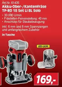 Einhell - Akku-Ober-/Kantenfräse TP-RO 18 Set Li BL Solo