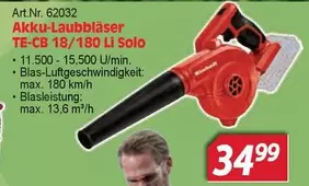 Einhell - Akku-Laubbläser TE-CB 18/180 Li Solo