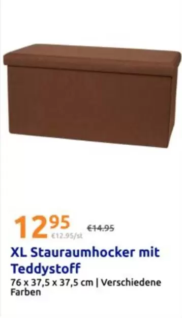XL Stauraumhocker mit Teddystoff