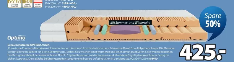 Gold - Schaumkernmatratze OPTIMO ALBA