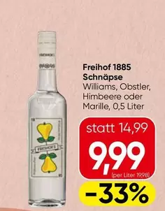 Freihofer 1885 Schnäpse Williams, Obstler, Himbeere oder Marille