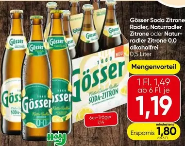 Gößer Soda Zitrone Radler, Naturradler Zitrone oder Naturradler Zitrone 0,0
