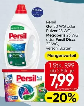 Gel 30 WG oder Pulver 28 WG, Megaperls 23 WG oder Persil Discs 22 WG