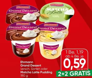 Grand Dessert Schoko, Grand Dessert Vanille, Matcha Latte Pudding