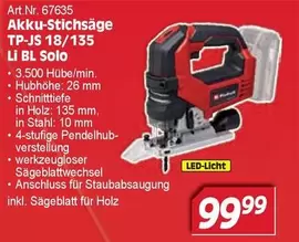 Einhell - Akku-Stichsäge TP-JS 18/135 Li BL Solo