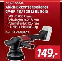 Akku-Exzenterpolierer CP-EP 18/125 Li BL Solo