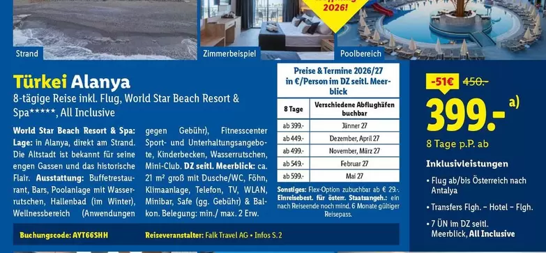 8-tägige Reise inkl. Flug, World Star Beach Resort & Spa, All Inclusive
