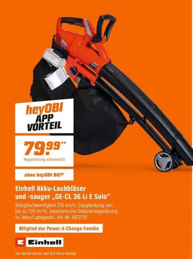 Einhell - Akku-Laubbläser und -sauger GE-CL 36 Li E Solo
