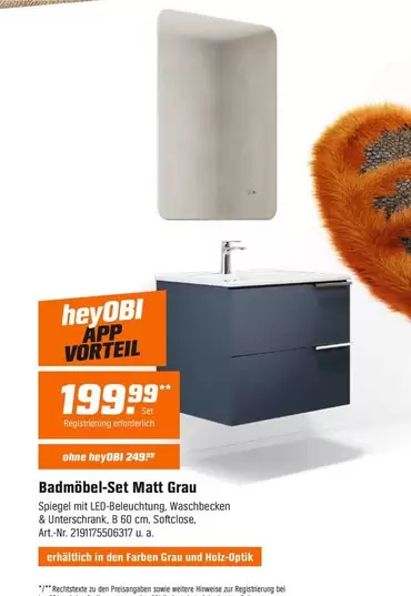 Badmöbel-Set Matt Grau
