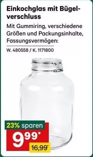 Einkochglas mit Bügelverschluss W. 480558 / K. 1171800
