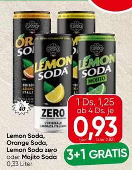 Orange - Lemon Soda, Soda, Lemon Soda zero oder Mojito Soda