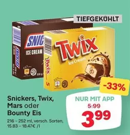 Snickers, Twix, Mars or Bounty Eis