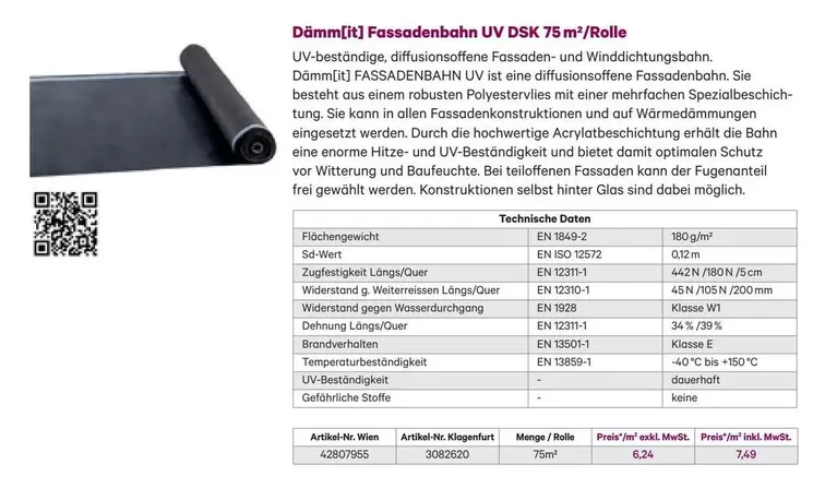 Dämm[it] Fassadenbahn UV DSK 75 m
/Rolle